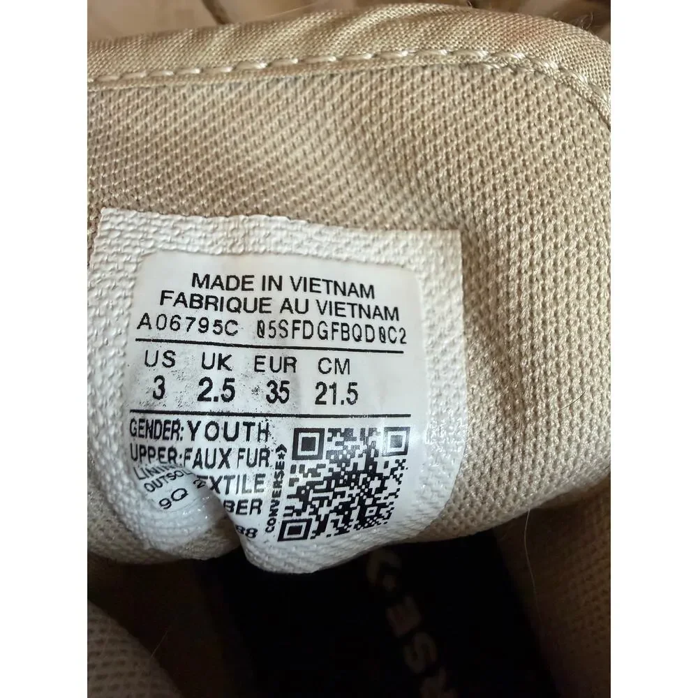 Converse Chuck Taylor Move Sherpa Platform High Top Youth US 3 Beige Cream
